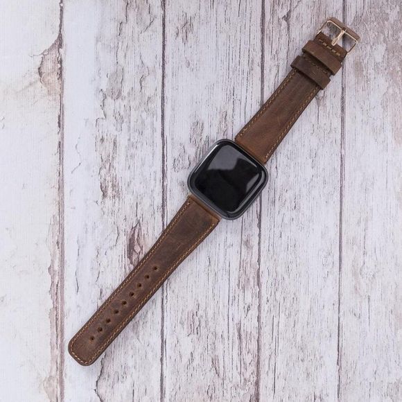 Fitbit Versa 1, 2, 3 & Sense Leather Band Brown - Picture 5 of 8